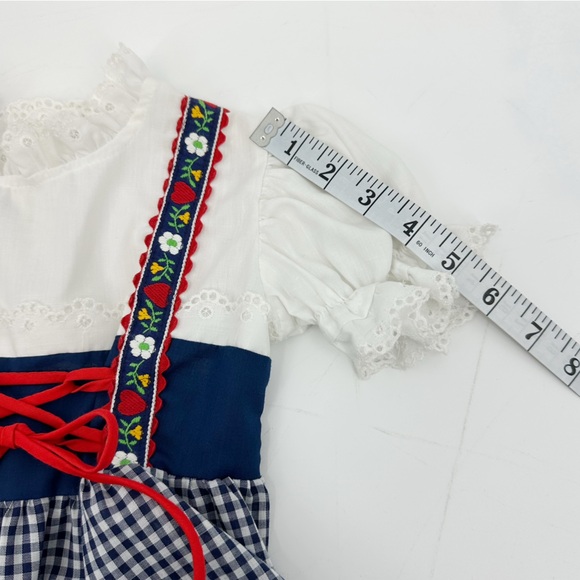 Vintage Hansel & Gretel Style Dirndl Dress Blue Gingham Estimated Size 5–6 Girls - Picture 12 of 13